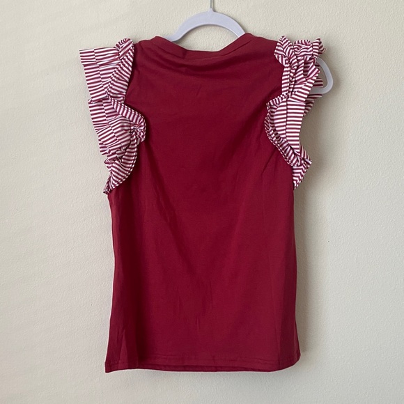 Stylish Ruffle Sleeve Top - Red - Picture 4 of 7